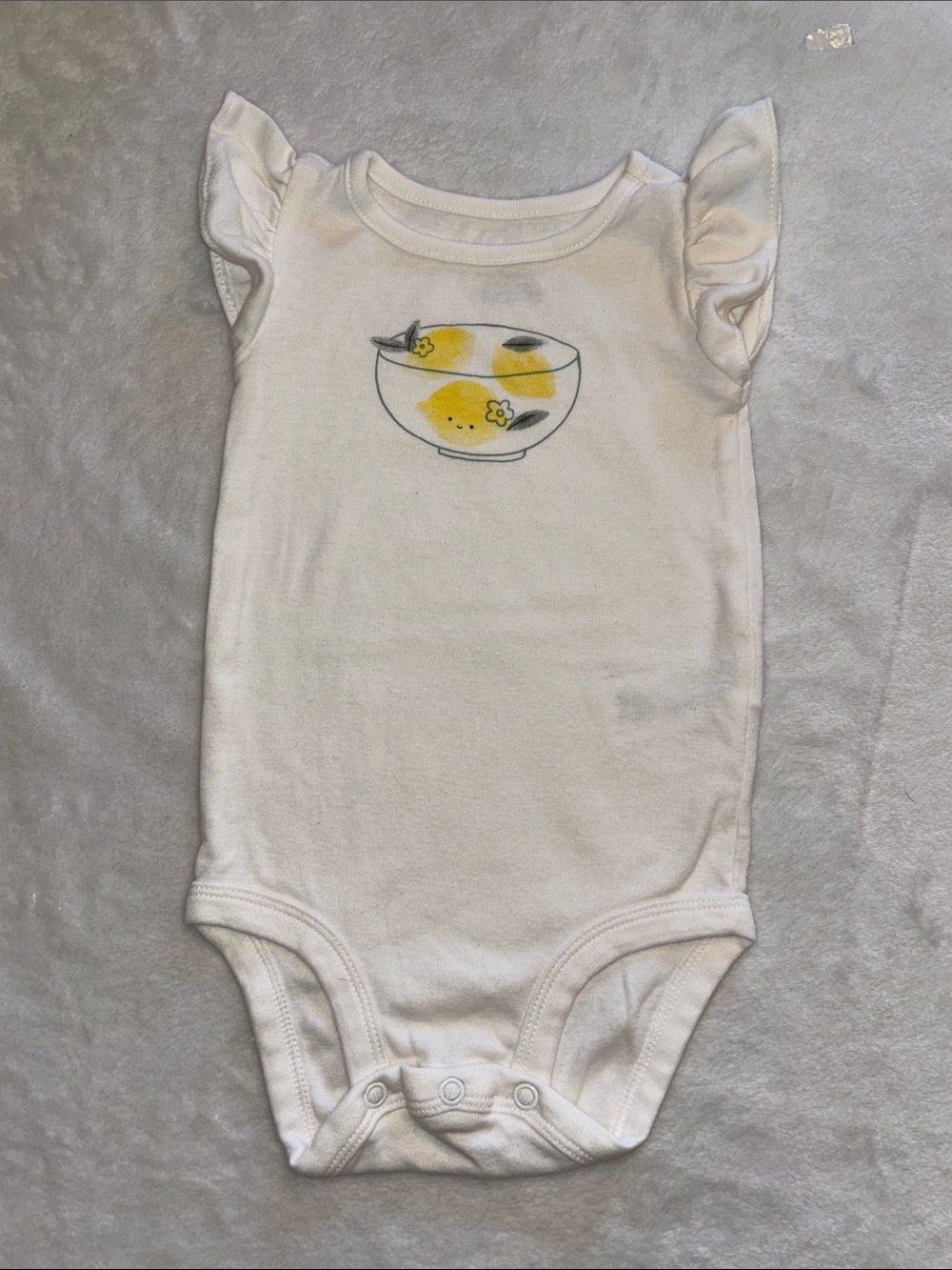 (3 for$10) carters White Baby One-Piece Bodysuit with Yellow Lemon Graphic